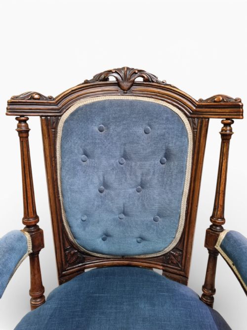 ANTIQUE VICTORIAN STYLE UPHOLSTERED ROCKING CHAIR C1880 - ADDITIONAL PHOTO 5