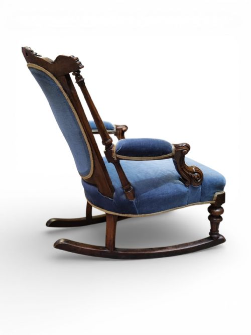 ANTIQUE VICTORIAN STYLE UPHOLSTERED ROCKING CHAIR C1880 - ADDITIONAL PHOTO 7