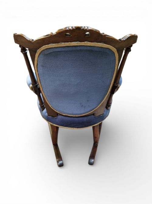 ANTIQUE VICTORIAN STYLE UPHOLSTERED ROCKING CHAIR C1880 - ADDITIONAL PHOTO 9