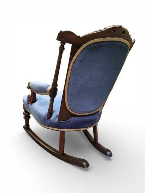 ANTIQUE VICTORIAN STYLE UPHOLSTERED ROCKING CHAIR C1880 - ADDITIONAL PHOTO 10