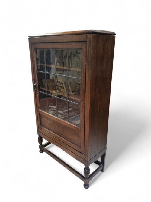 ANTIQUE OAK GLAZED BOOKCASE C1920 - ADDITIONAL PHOTO 3