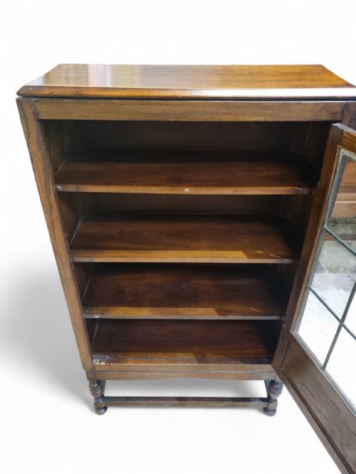 ANTIQUE OAK GLAZED BOOKCASE C1920 - ADDITIONAL PHOTO 4