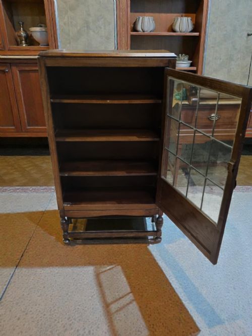 ANTIQUE OAK GLAZED BOOKCASE C1920 - ADDITIONAL PHOTO 8