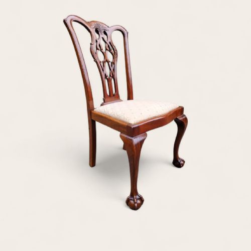 ANTIQUE EDWARDIAN CHIPPENDALE MAHOGANY DINING CHAIRS SET OF 6 CARVED BACK C1910 - ADDITIONAL PHOTO 2