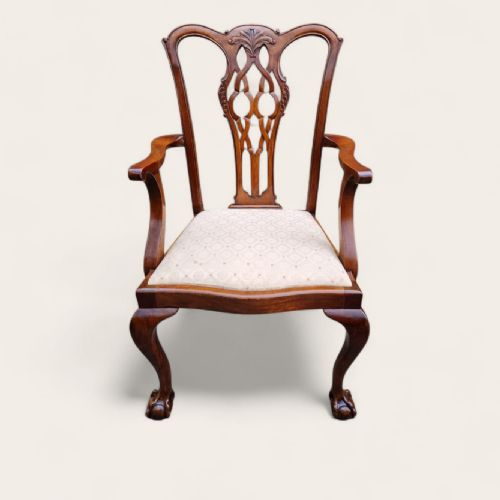 ANTIQUE EDWARDIAN CHIPPENDALE MAHOGANY DINING CHAIRS SET OF 6 CARVED BACK C1910 - ADDITIONAL PHOTO 4