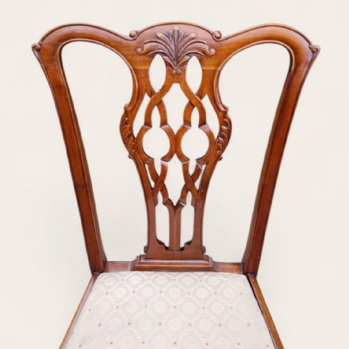 ANTIQUE EDWARDIAN CHIPPENDALE MAHOGANY DINING CHAIRS SET OF 6 CARVED BACK C1910 - ADDITIONAL PHOTO 5