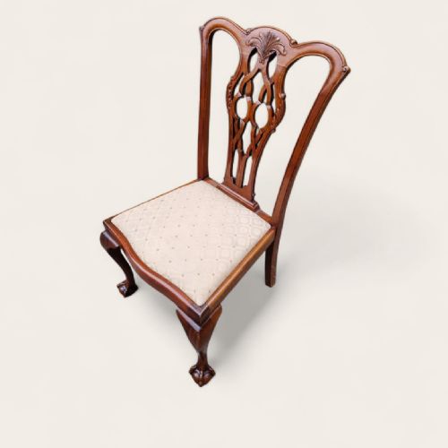 ANTIQUE EDWARDIAN CHIPPENDALE MAHOGANY DINING CHAIRS SET OF 6 CARVED BACK C1910 - ADDITIONAL PHOTO 6