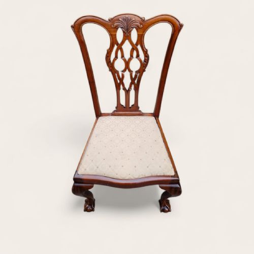 ANTIQUE EDWARDIAN CHIPPENDALE MAHOGANY DINING CHAIRS SET OF 6 CARVED BACK C1910 - ADDITIONAL PHOTO 9