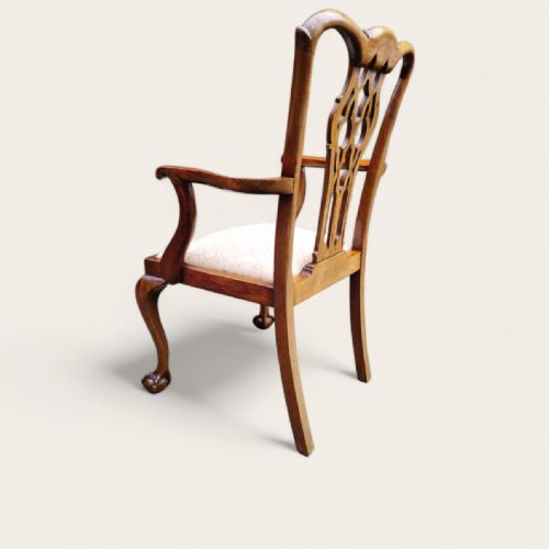 ANTIQUE EDWARDIAN CHIPPENDALE MAHOGANY DINING CHAIRS SET OF 6 CARVED BACK C1910 - ADDITIONAL PHOTO 10