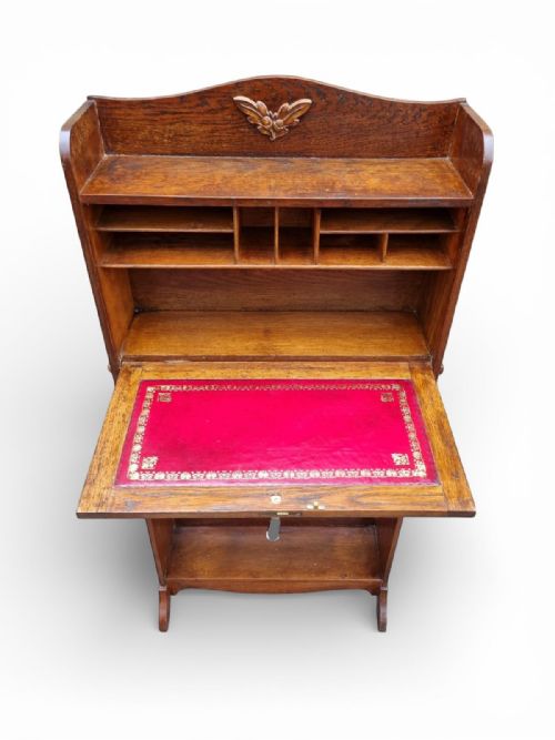 VINTAGE OAK WRITING BUREAU C1920 - ADDITIONAL PHOTO 8