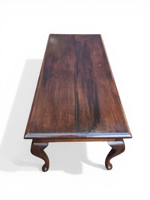 ANTIQUE SOLID OAK COFFEE TABLE CABRIOLE LEGS C1910 - ADDITIONAL PHOTO 2