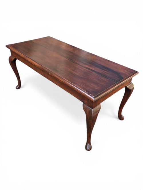 ANTIQUE SOLID OAK COFFEE TABLE CABRIOLE LEGS C1910 - ADDITIONAL PHOTO 7