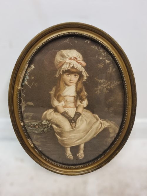 ANTIQUE OVAL PORTRAIT OF A YOUNG GIRL FRAMED PRINT C1910 - ADDITIONAL PHOTO 2