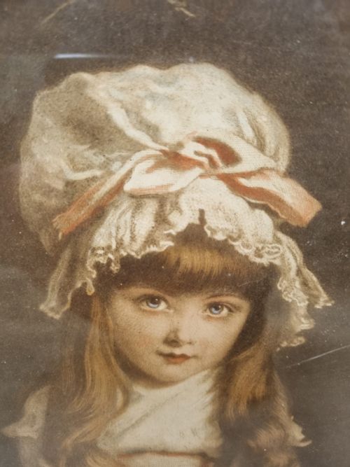 ANTIQUE OVAL PORTRAIT OF A YOUNG GIRL FRAMED PRINT C1910 - ADDITIONAL PHOTO 3