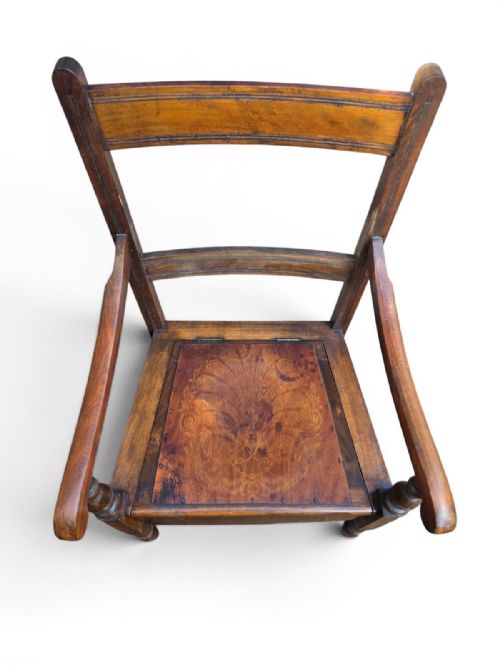 ANTIQUE VICTORIAN OAK COMMODE CHAIR ORIGINAL CERAMIC POT C1880 - ADDITIONAL PHOTO 9