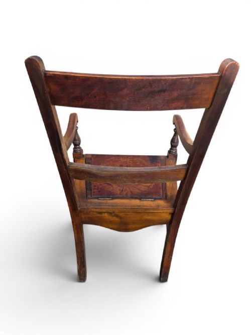 ANTIQUE VICTORIAN OAK COMMODE CHAIR ORIGINAL CERAMIC POT C1880 - ADDITIONAL PHOTO 10