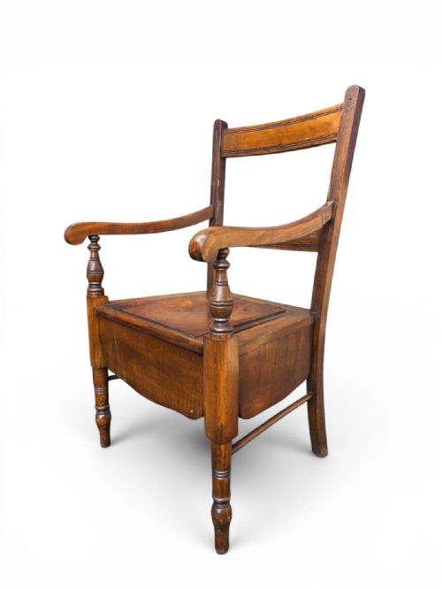 ANTIQUE VICTORIAN OAK COMMODE CHAIR ORIGINAL CERAMIC POT C1880 - ADDITIONAL PHOTO 11