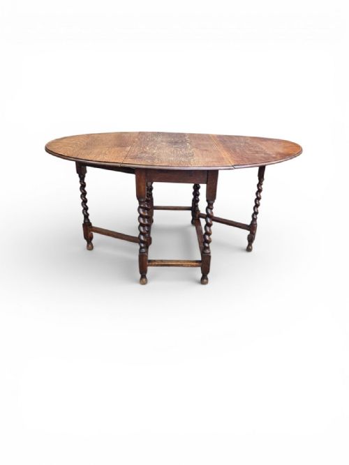 ANTIQUE LARGE OAK GATELEG DINING TABLE C1910 - ADDITIONAL PHOTO 9