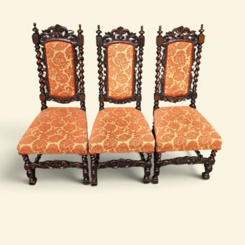 ANTIQUE VICTORIAN BARLEY TWIST DINING CHAIRS SET OF 3 C1850 - ADDITIONAL PHOTO 6