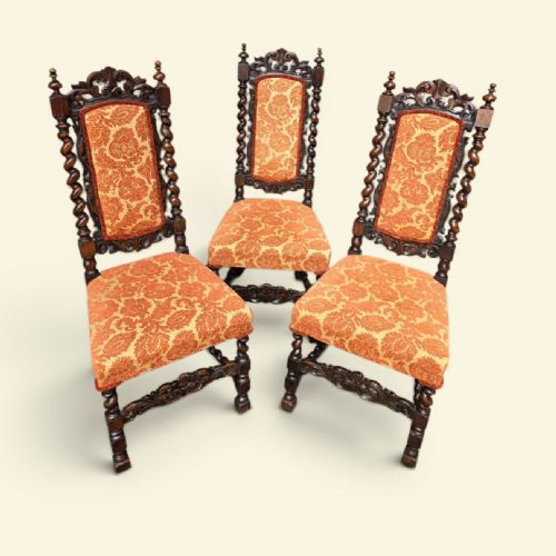 ANTIQUE VICTORIAN BARLEY TWIST DINING CHAIRS SET OF 3 C1850 - ADDITIONAL PHOTO 8