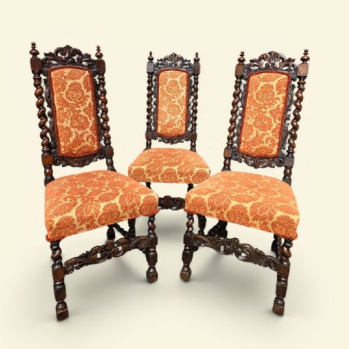 ANTIQUE VICTORIAN BARLEY TWIST DINING CHAIRS SET OF 3 C1850 - ADDITIONAL PHOTO 9