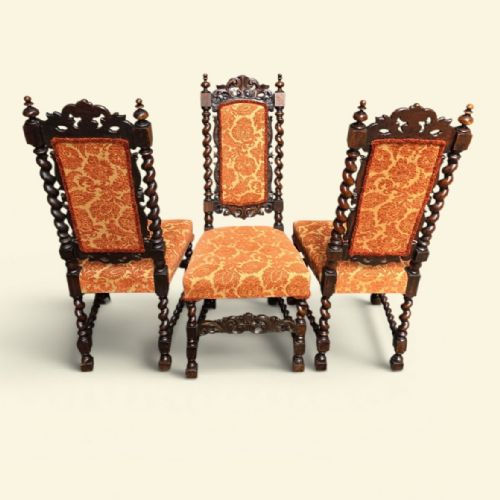 ANTIQUE VICTORIAN BARLEY TWIST DINING CHAIRS SET OF 3 C1850 - ADDITIONAL PHOTO 10