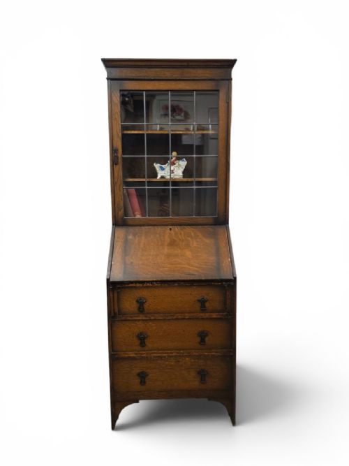 antique oak bureau bookcase by cws c1920 - CATEGORY: ANTIQUE BUREAU - DATED 1920