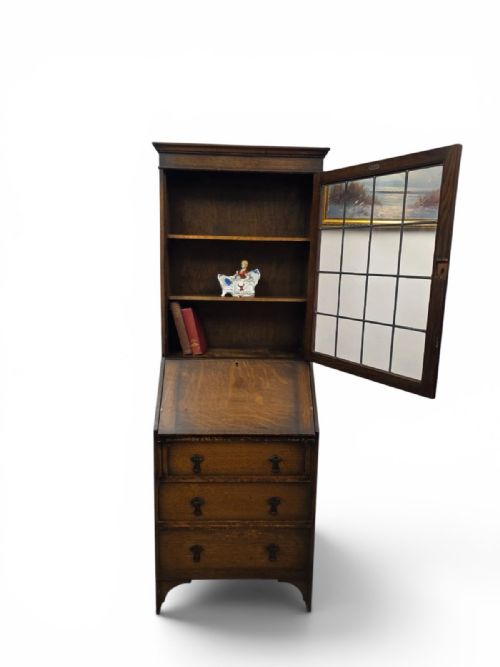 ANTIQUE OAK BUREAU BOOKCASE BY CWS C1920 - ADDITIONAL PHOTO 1
