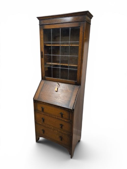 ANTIQUE OAK BUREAU BOOKCASE BY CWS C1920 - ADDITIONAL PHOTO 4
