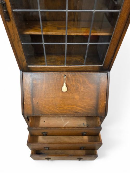 ANTIQUE OAK BUREAU BOOKCASE BY CWS C1920 - ADDITIONAL PHOTO 7