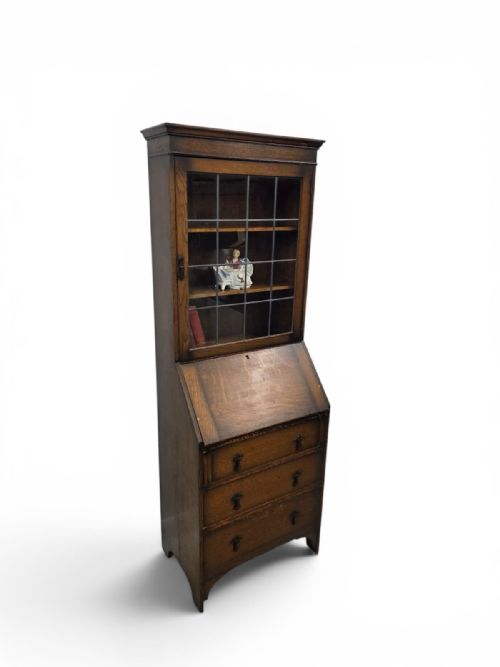 ANTIQUE OAK BUREAU BOOKCASE BY CWS C1920 - ADDITIONAL PHOTO 10