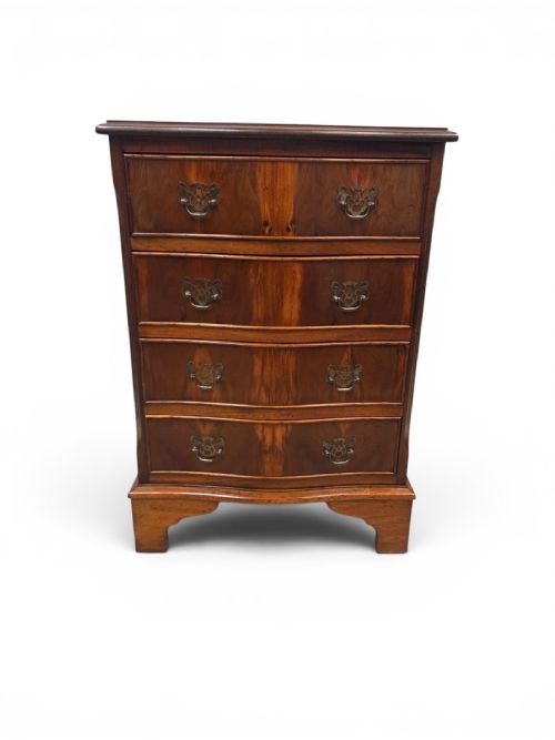 Antique Serpentine Bedside  Walnut  Chest  C1940