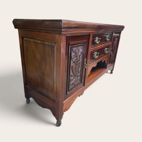 ANTIQUE SOLID MAHOGANY SIDEBOARD M D MILLER SONS NOTTINGHAM C1920 - ADDITIONAL PHOTO 4
