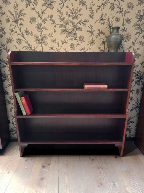 ANTIQUE LARGE OPEN BOOKCASE SOLID MAHOGANY C1930