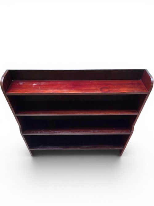 ANTIQUE LARGE OPEN BOOKCASE SOLID MAHOGANY C1930 - ADDITIONAL PHOTO 1