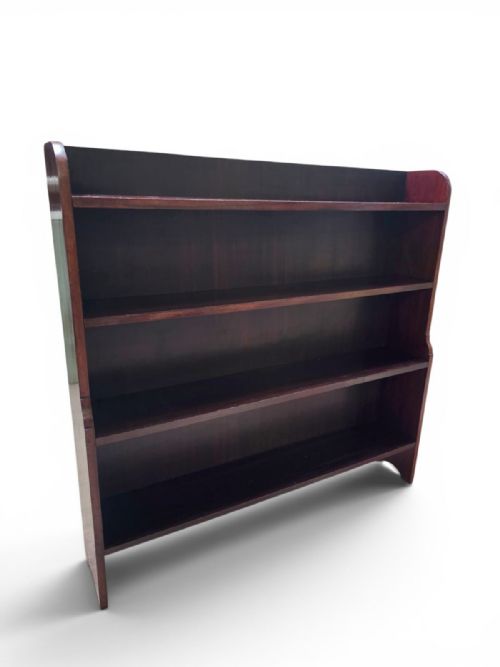 ANTIQUE LARGE OPEN BOOKCASE SOLID MAHOGANY C1930 - ADDITIONAL PHOTO 2