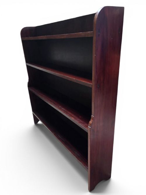 ANTIQUE LARGE OPEN BOOKCASE SOLID MAHOGANY C1930 - ADDITIONAL PHOTO 3