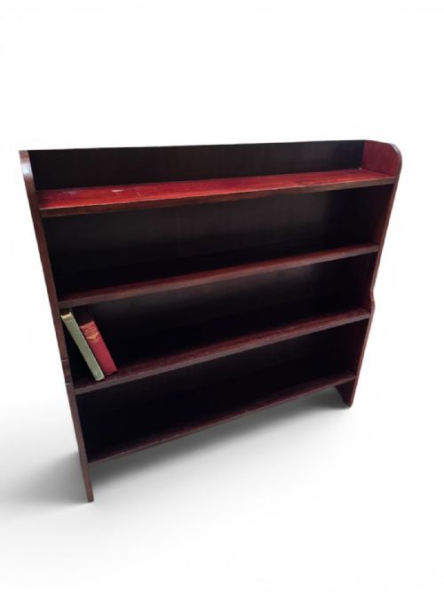 ANTIQUE LARGE OPEN BOOKCASE SOLID MAHOGANY C1930 - ADDITIONAL PHOTO 4