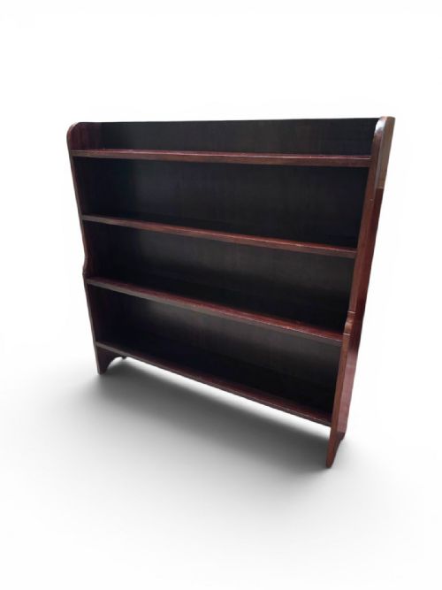 ANTIQUE LARGE OPEN BOOKCASE SOLID MAHOGANY C1930 - ADDITIONAL PHOTO 7