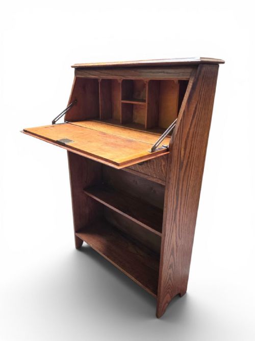 ANTIQUE BUREAU OAK WOOD C1930 - ADDITIONAL PHOTO 9