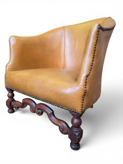 ANTIQUE EDWARDIAN LEATHER TUB ARMCHAIR C1910 - ADDITIONAL PHOTO 3