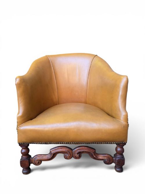 ANTIQUE EDWARDIAN LEATHER TUB ARMCHAIR C1910 - ADDITIONAL PHOTO 9