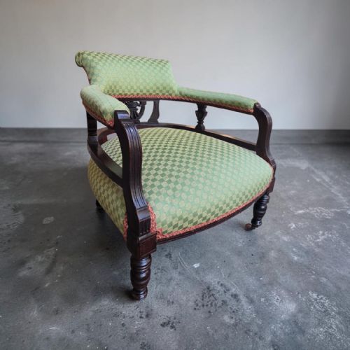 Antique Late Victorian Upholstered Tub Chair  C1890