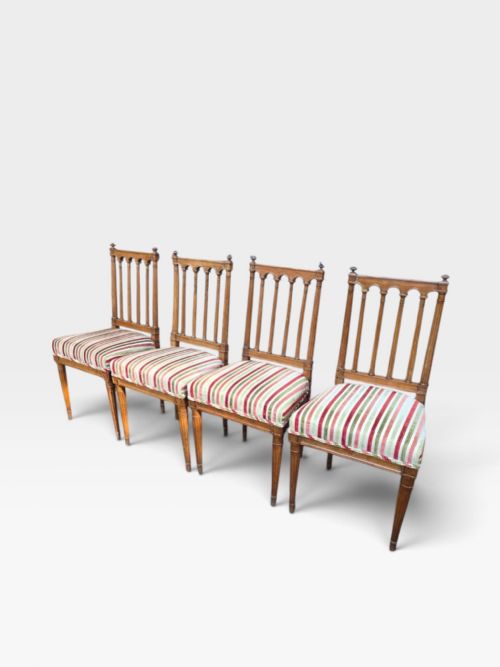 Antique Edwardian Sheraton Revival Dining Chairs   Set of 4  C.1910