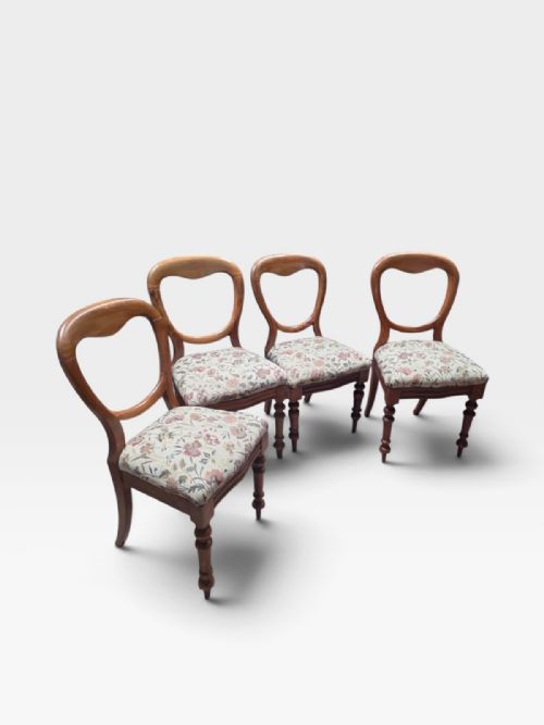 Antique Victorian Balloon Back Dining Chairs  Set of 4   C.1870
