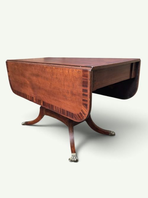 Antique Regency Style Mahogany Inlaid Pembroke Drop Leaf Table  Concealed Drawer  C.1840