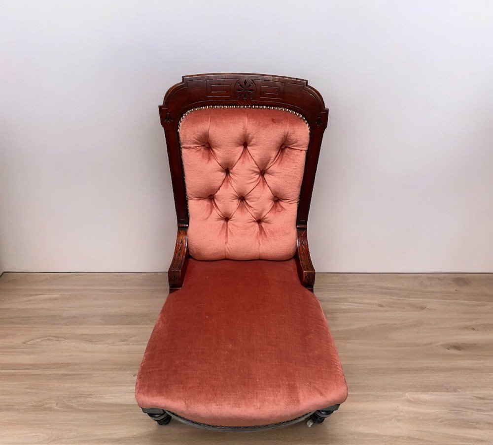 Antique Victorian Nursing Armchair Mahogany Frame c.1880  View XI