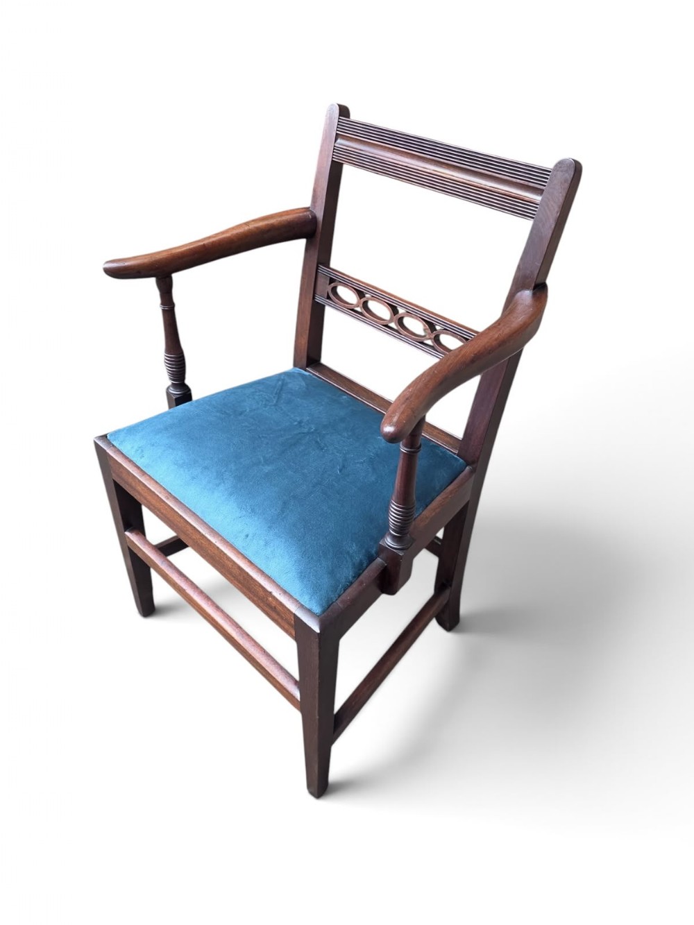 Antique Victorian Mahogany Open Armchair  c.1880