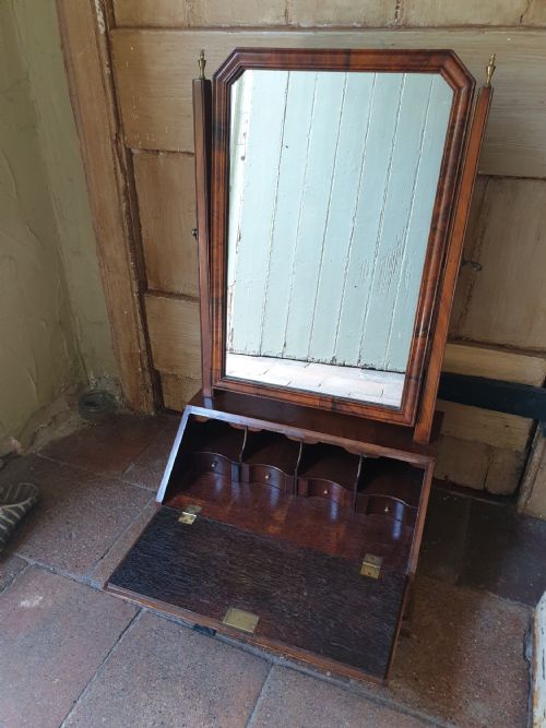 Antique Walnut Dressing  Mirror with a Bureau Base