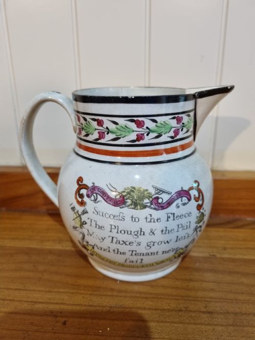 Good Late18thc/e19thc Pearlware Farmer,s Jug  Yorkshire.
